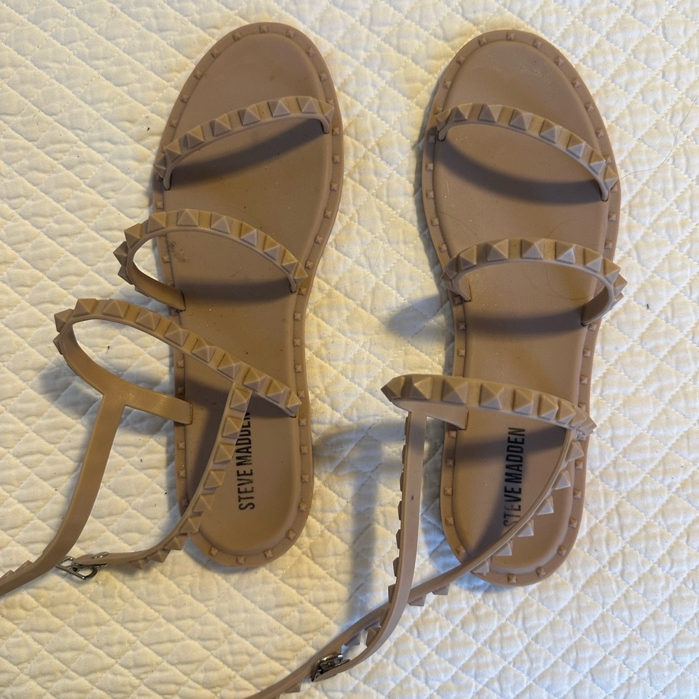Steve Madden Beige Studded Sandals